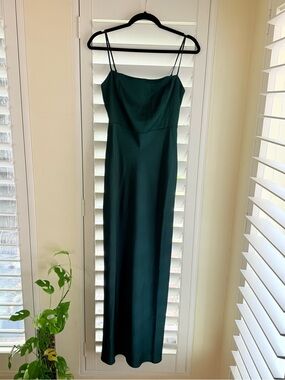 Park & Fifth Maxine Dress Size S Hunter Green Satin Slip Maxi Gown NWT